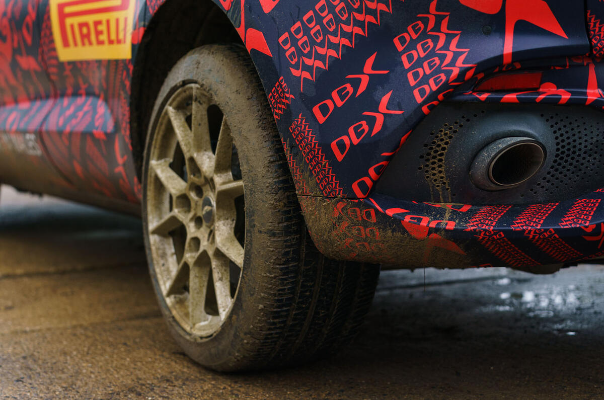 2020 Aston Martin DBX camouflaged prototype ride - muddy exhaust