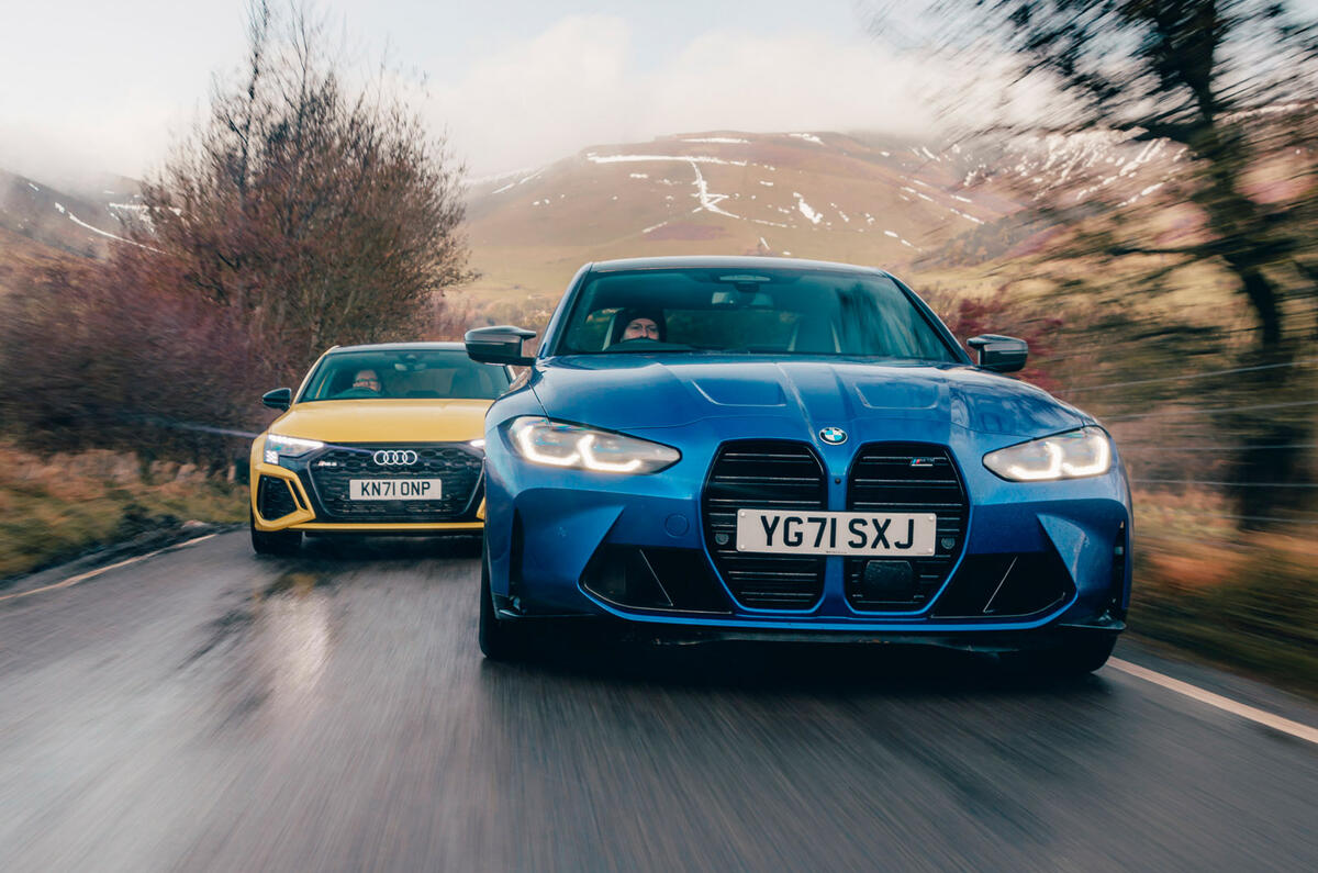 76 BMW M3 vs Audi RS3 saloon 2021 tracking