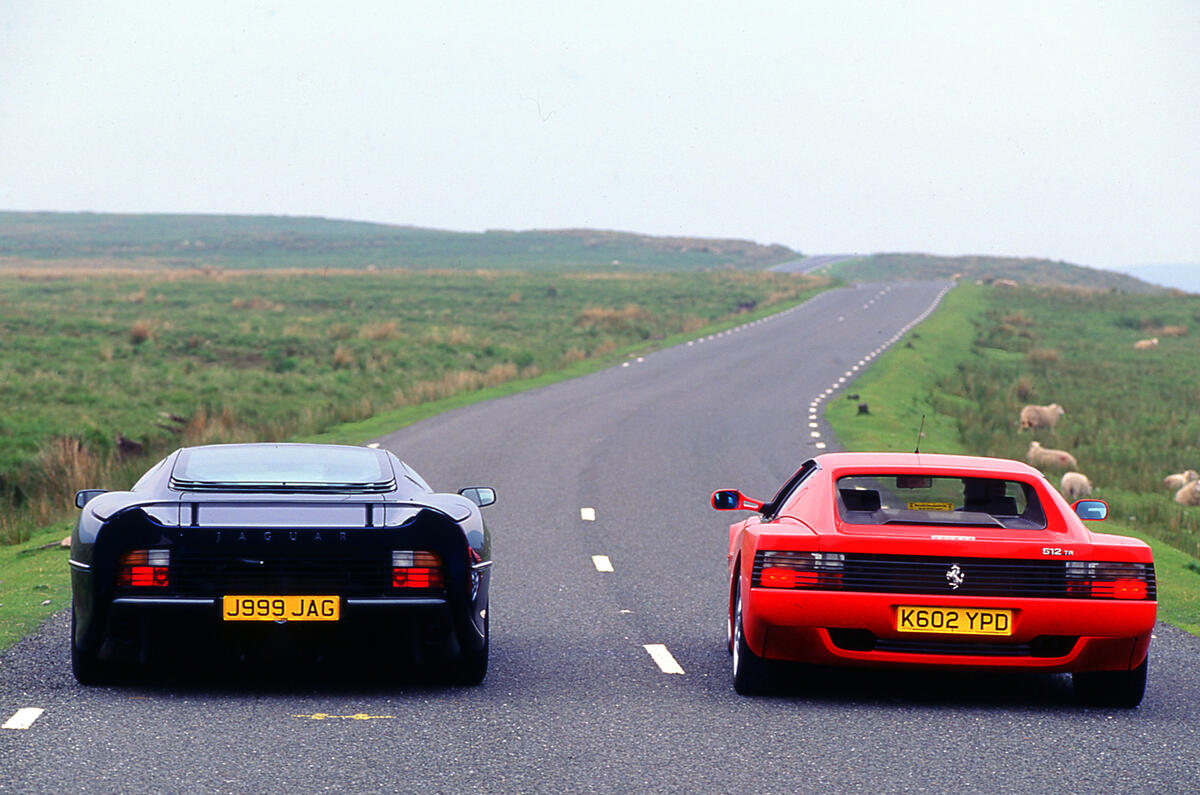 76 jaguar xj220 ferarri 512 tr rear static 76 jaguar xj220 ferarri 512 tr rear static
