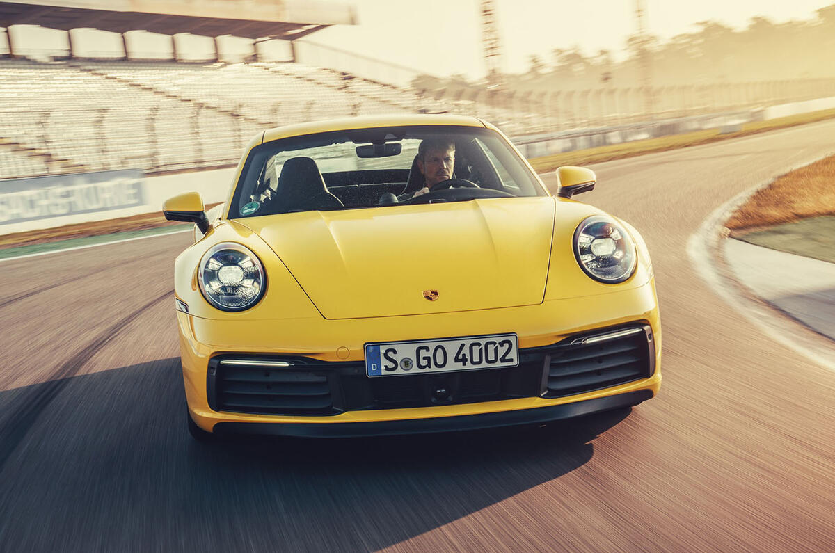 2019 Porsche 911 Carrera S track drive - cornering front