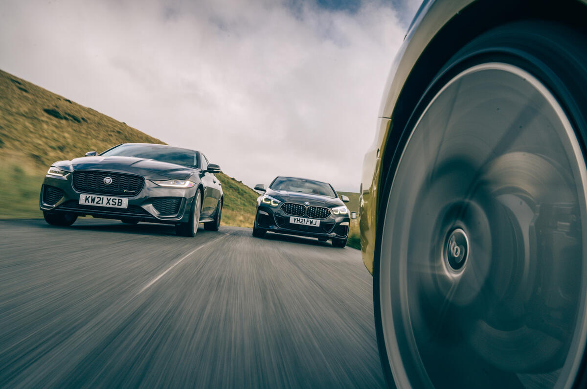77 Jaguar XE vs M235iGC vs S3 tracking low 77 Jaguar XE vs M235iGC vs S3 tracking low