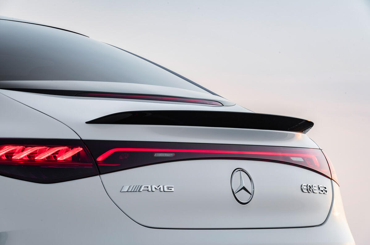 77 Mercedes AMG EQE53 official reveal rear spoiler 77 Mercedes AMG EQE53 official reveal rear spoiler