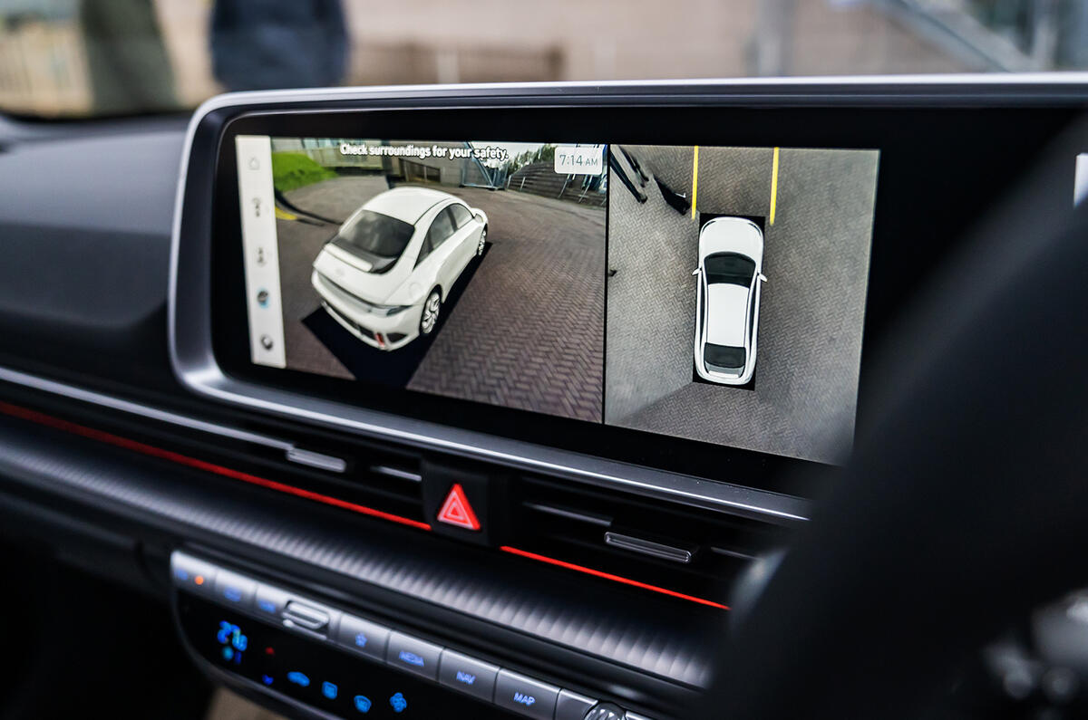 The Hyundai IONIQ 6's 360-degree camera and Remote Smart Parking Assist are really handy in urban areas The Hyundai IONIQ 6's 360-degree camera and Remote Smart Parking Assist are really handy in urban areas