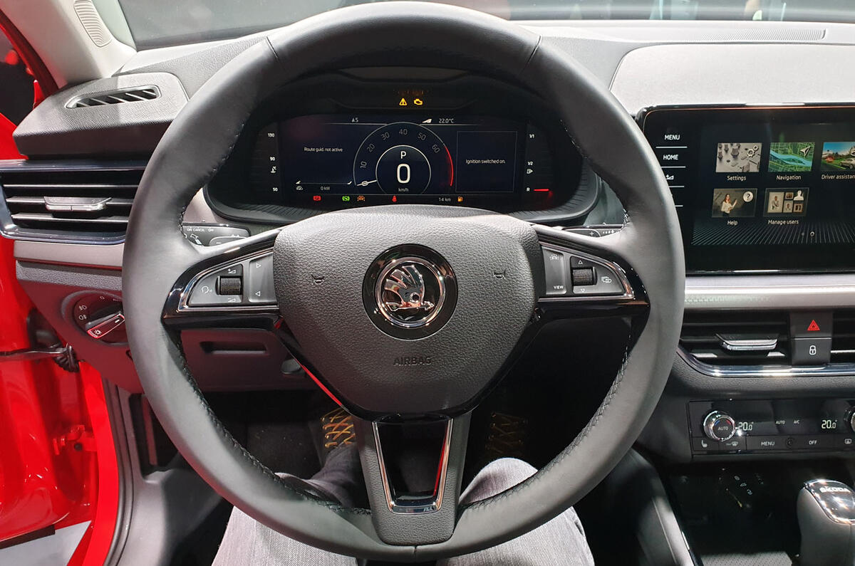 Skoda Scala official reveal stage steering wheel