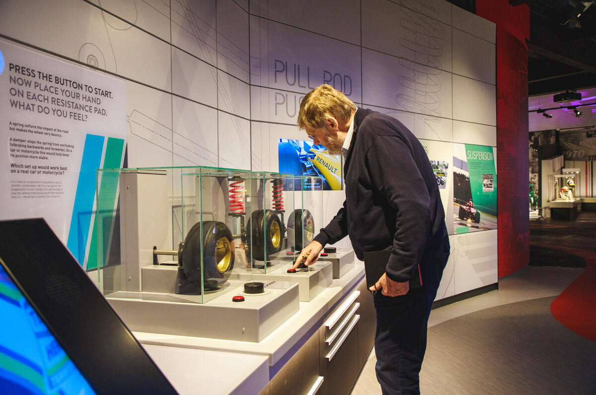 Steve Cropley perusing suspension display Steve Cropley perusing suspension display