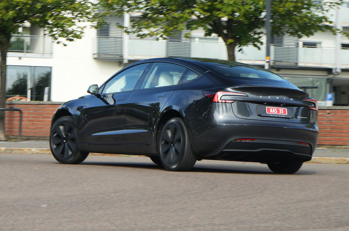 8 tesla model 3 facelift review 2023 09 cornering rear 8 tesla model 3 facelift review 2023 09 cornering rear