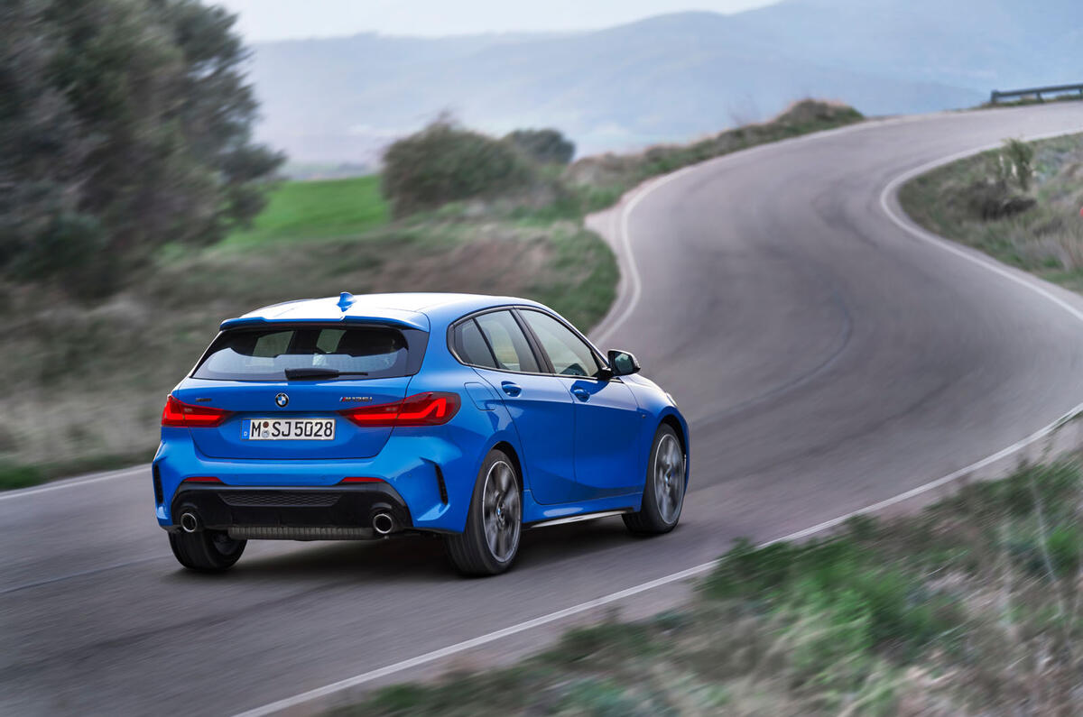 BMW 1 Series 2019 official reveal - on the road rear