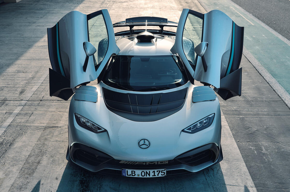 80 mercedes amg one doors open above
