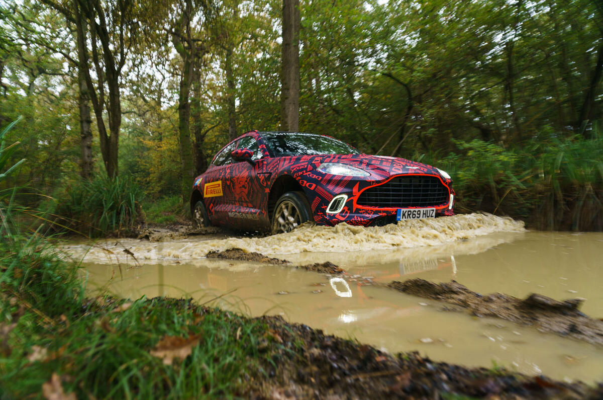 2020 Aston Martin DBX camouflaged prototype ride - off-road wade