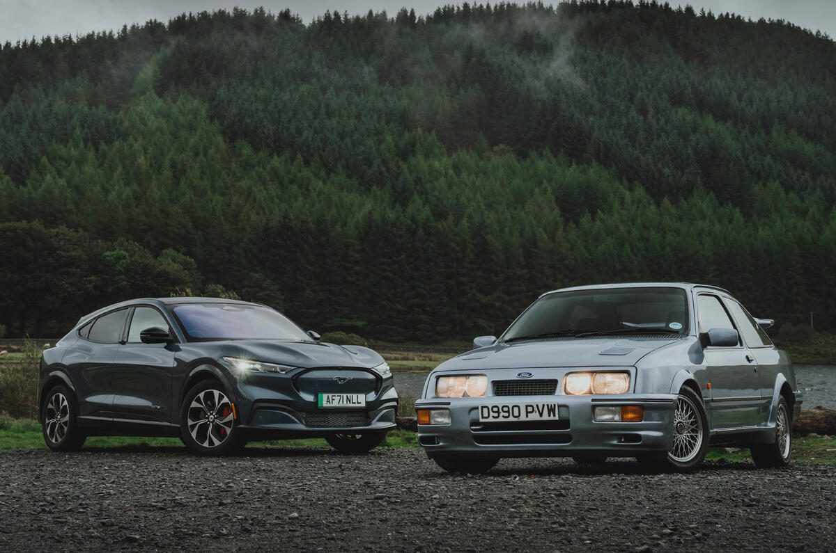 81 Ford Mustang Mach e vs Sierra Cosworth static 81 Ford Mustang Mach e vs Sierra Cosworth static