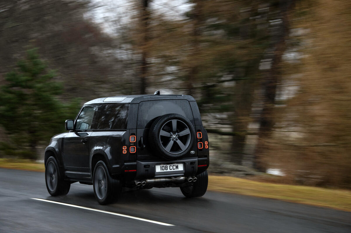 81 Land Rover Defender V8 2021 official images on road rear