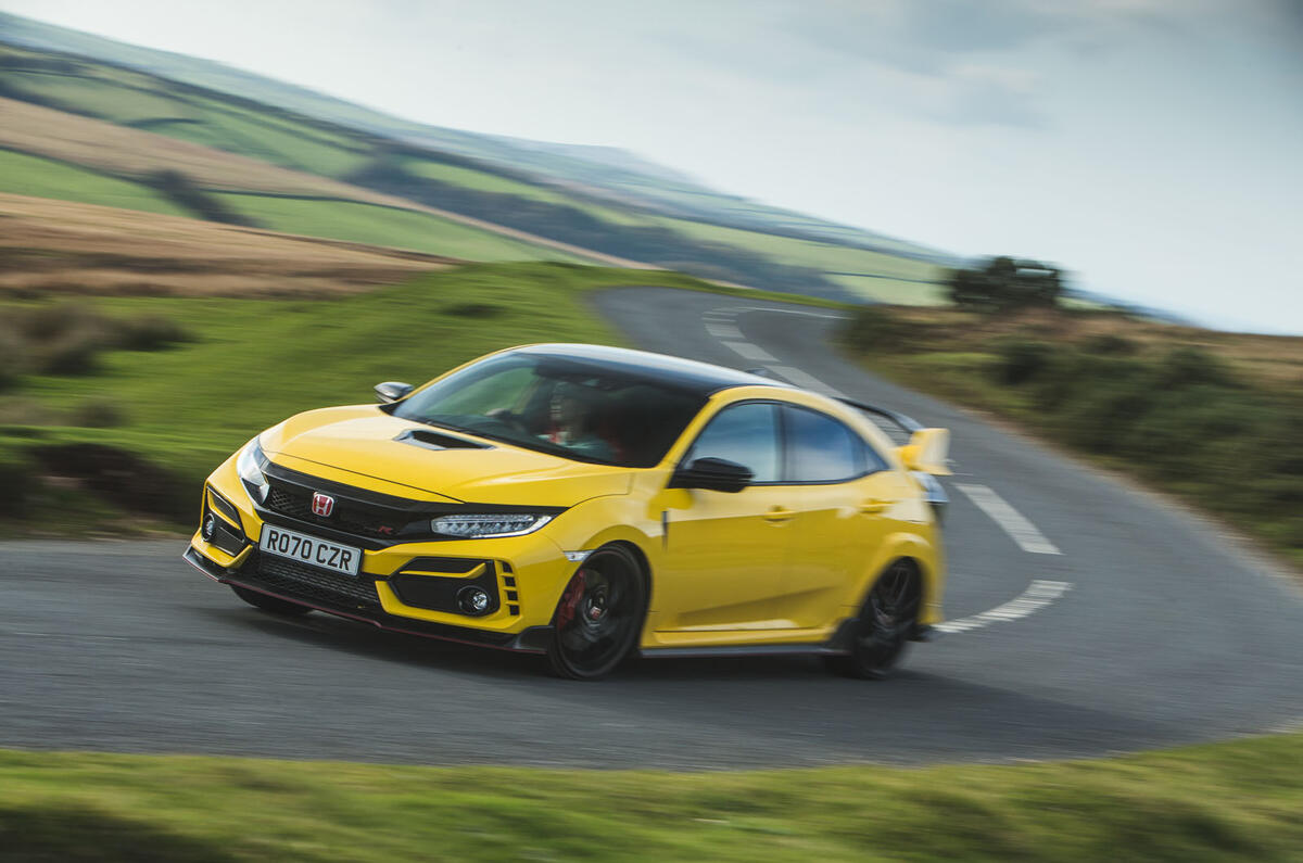 Britain's best affordable drivers car 2020 - Honda Civic Type R limited - cornering front Britain's best affordable drivers car 2020 - Honda Civic Type R limited - cornering front