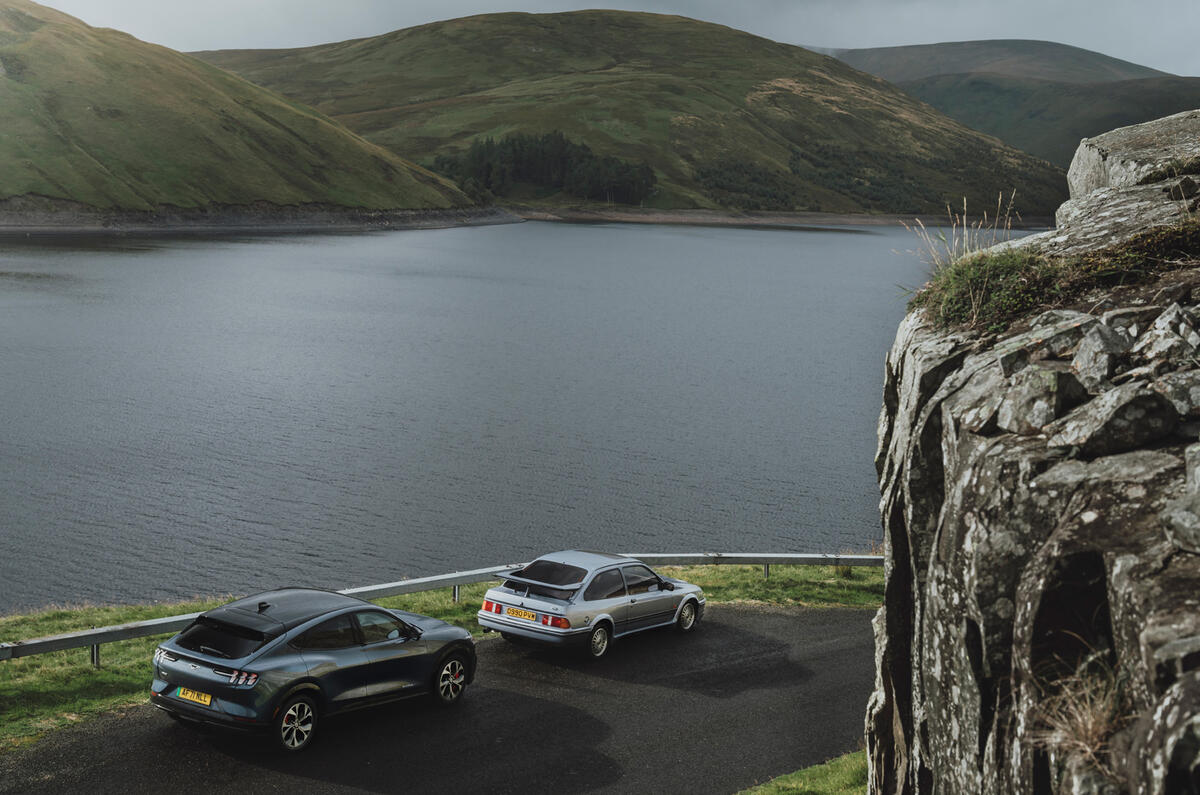 82 Ford Mustang Mach e vs Sierra Cosworth static rear 82 Ford Mustang Mach e vs Sierra Cosworth static rear