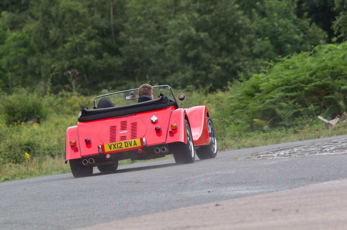 Morgan Plus 8 road test rewind - cornering rear Morgan Plus 8 road test rewind - cornering rear