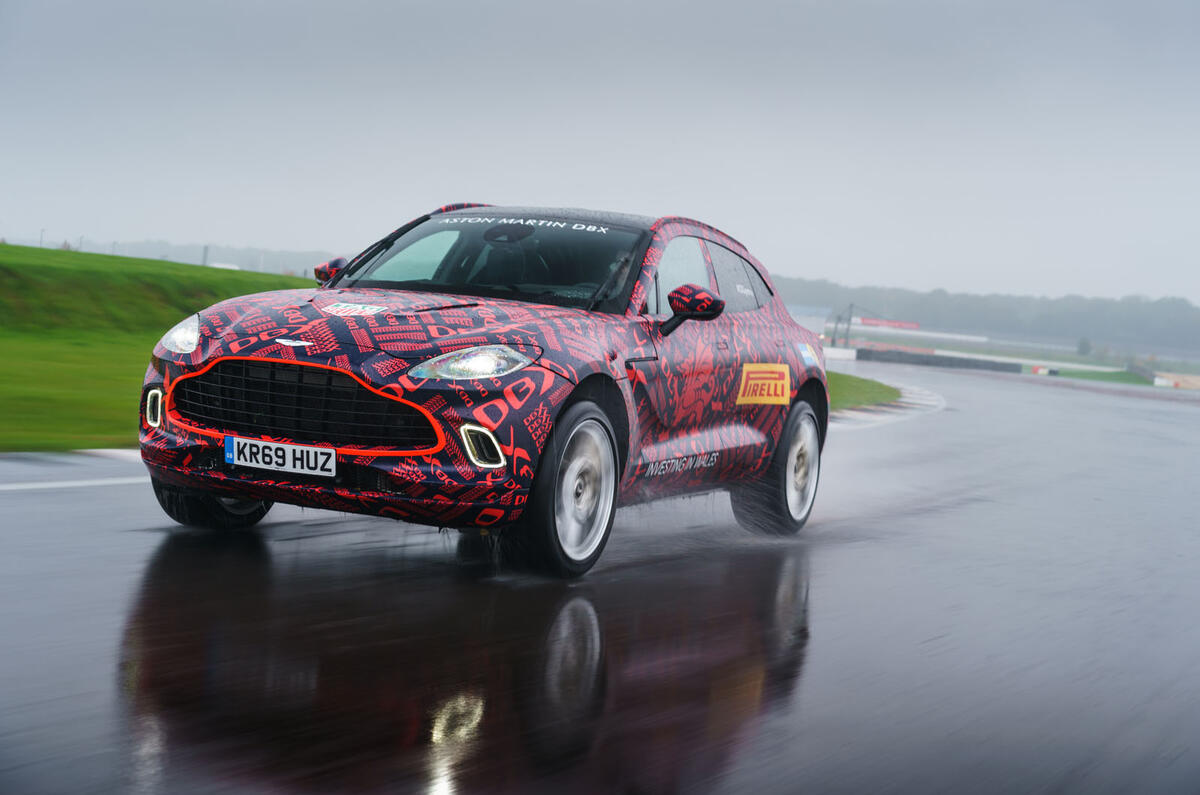 2020 Aston Martin DBX camouflaged prototype ride - front