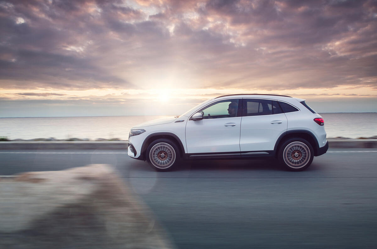 84 Mercedes Benz EQA official images on road side