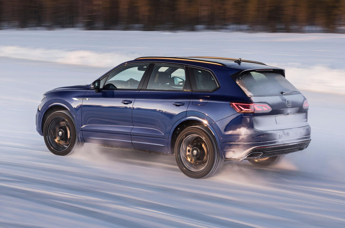 Volkswagen Touareg R 2020 official reveal images - driving rear