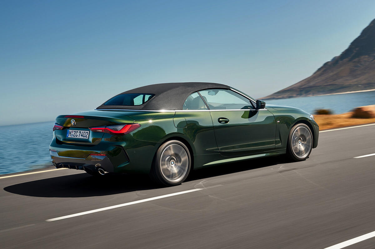 2021 BMW 4 Series Convertible official images - roof up rear 2021 BMW 4 Series Convertible official images - roof up rear
