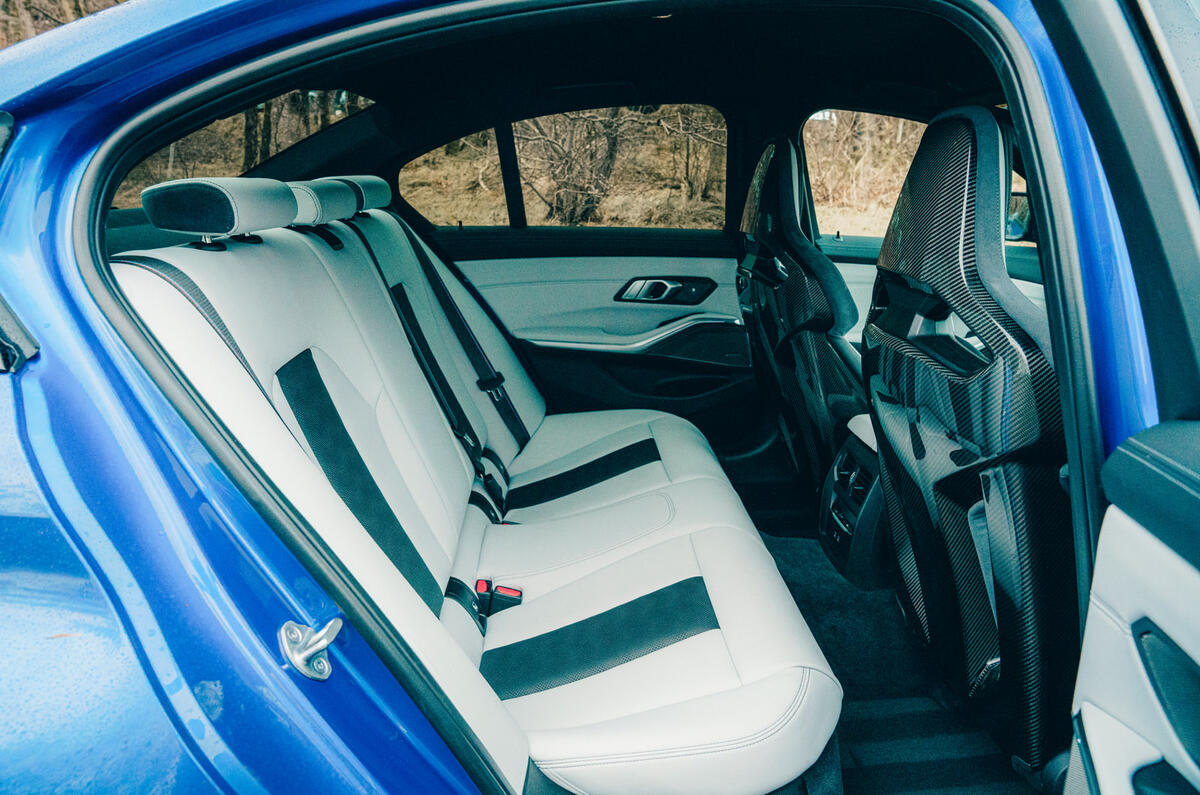 85 BMW M3 vs Audi RS3 saloon 2021 m3 rear seats