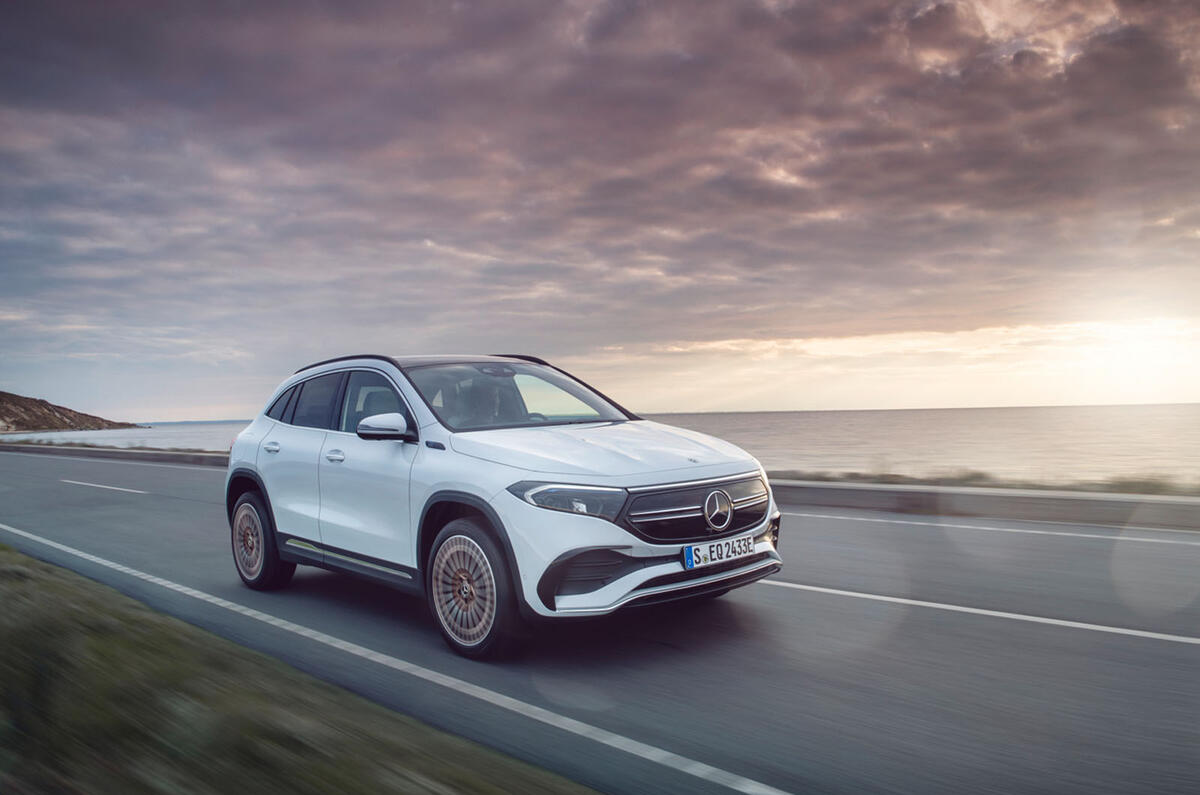 85 Mercedes Benz EQA official images on road front