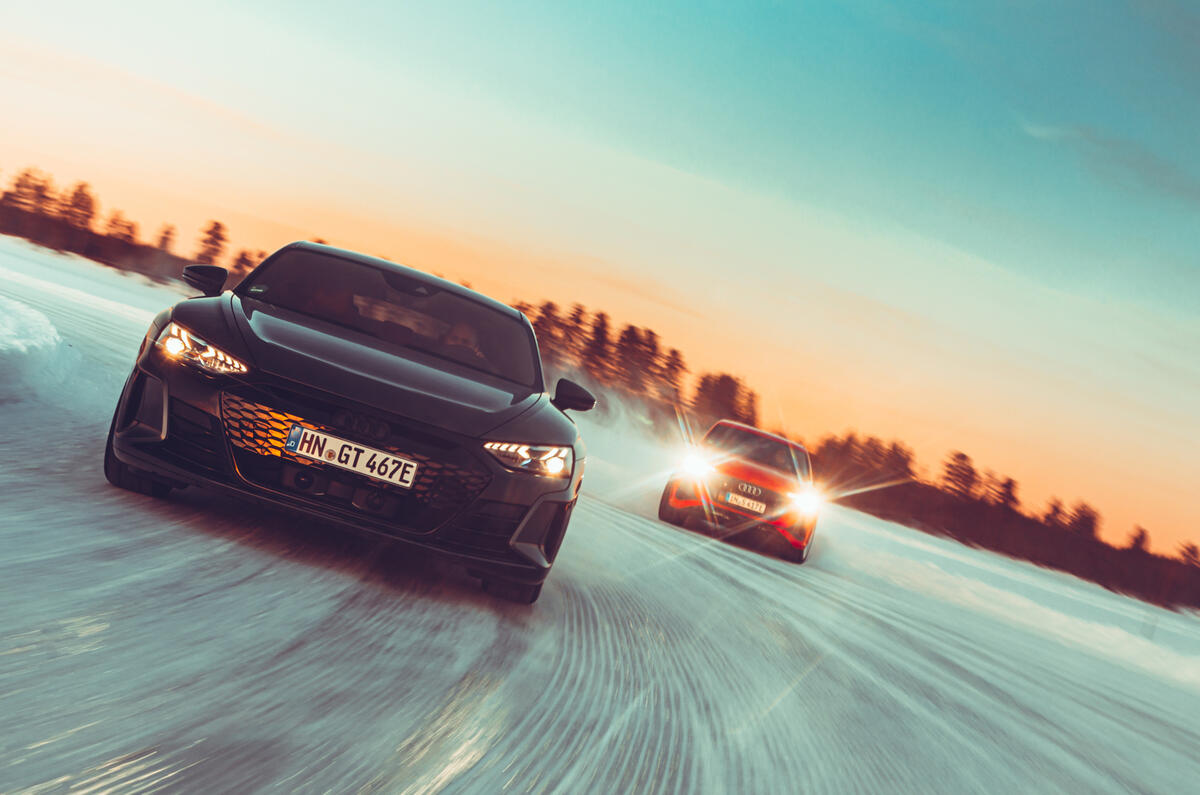 86 Audi E tron S Sportback audi etron gt front view drifting sunset 86 Audi E tron S Sportback audi etron gt front view drifting sunset