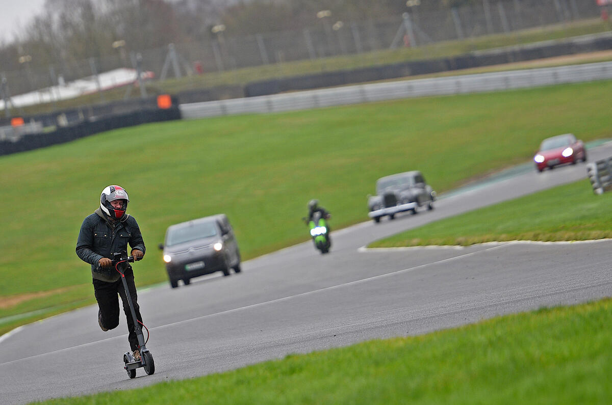 86 Brands Hatch EV records feature Prior scooter
