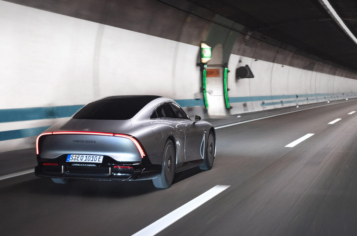 86 Mercedes EQXX mission accomplished ride 2022 tunnel rear 86 Mercedes EQXX mission accomplished ride 2022 tunnel rear