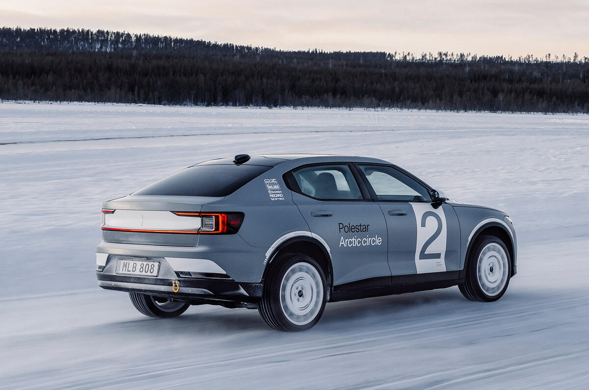 86 Polestar 2 Arctic Circle special edition official snow rear 86 Polestar 2 Arctic Circle special edition official snow rear