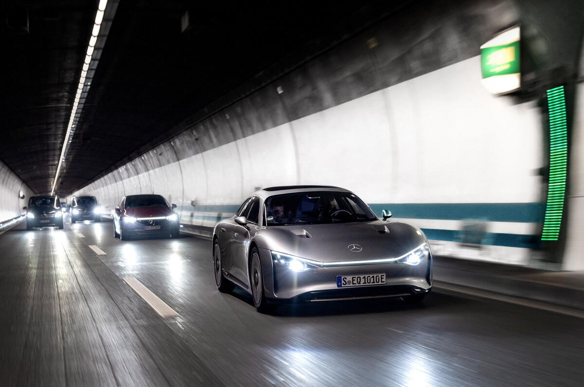 87 Mercedes EQXX mission accomplished ride 2022 tunnel front 87 Mercedes EQXX mission accomplished ride 2022 tunnel front