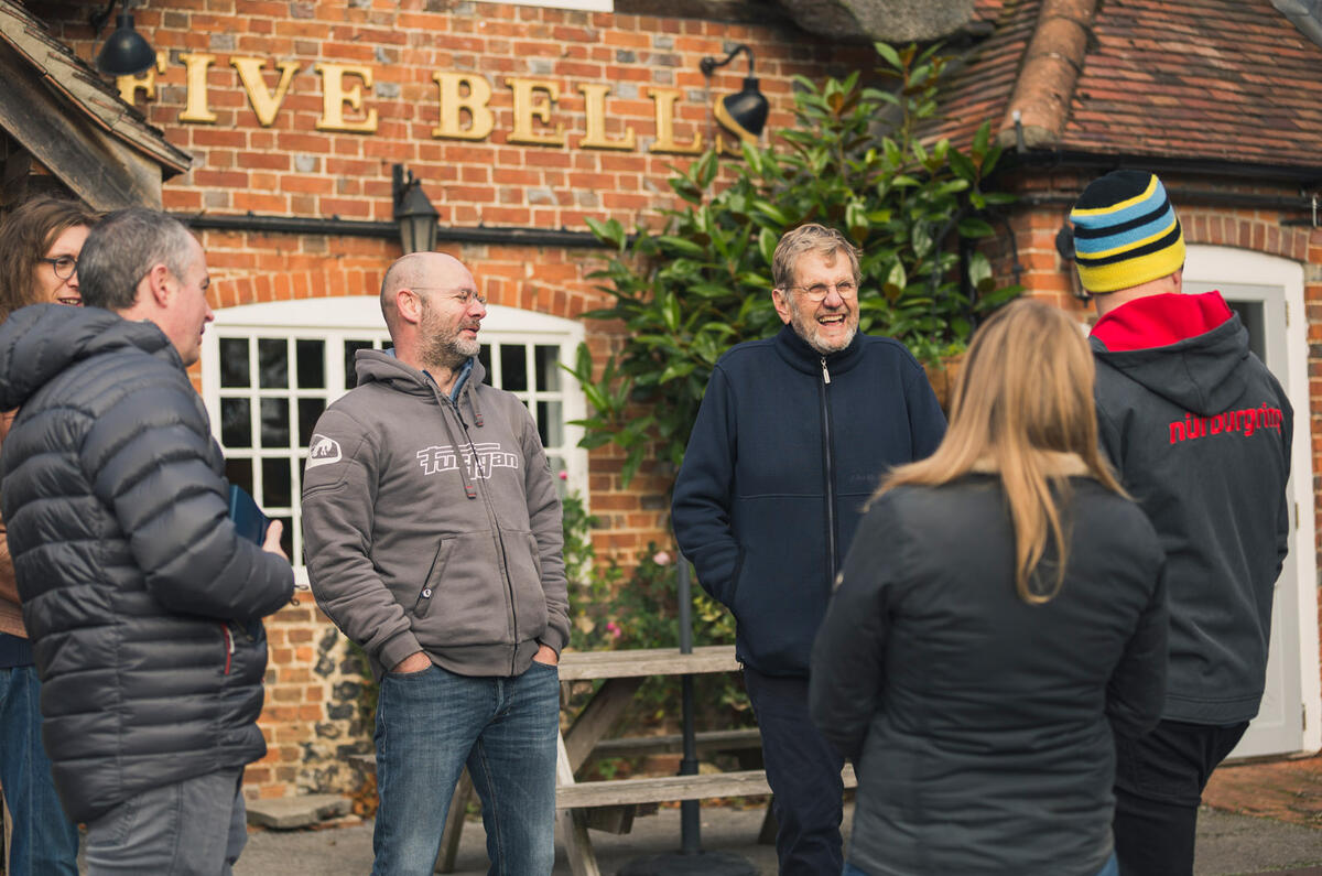 87 road testers christmas lunch 2021 outside laugh