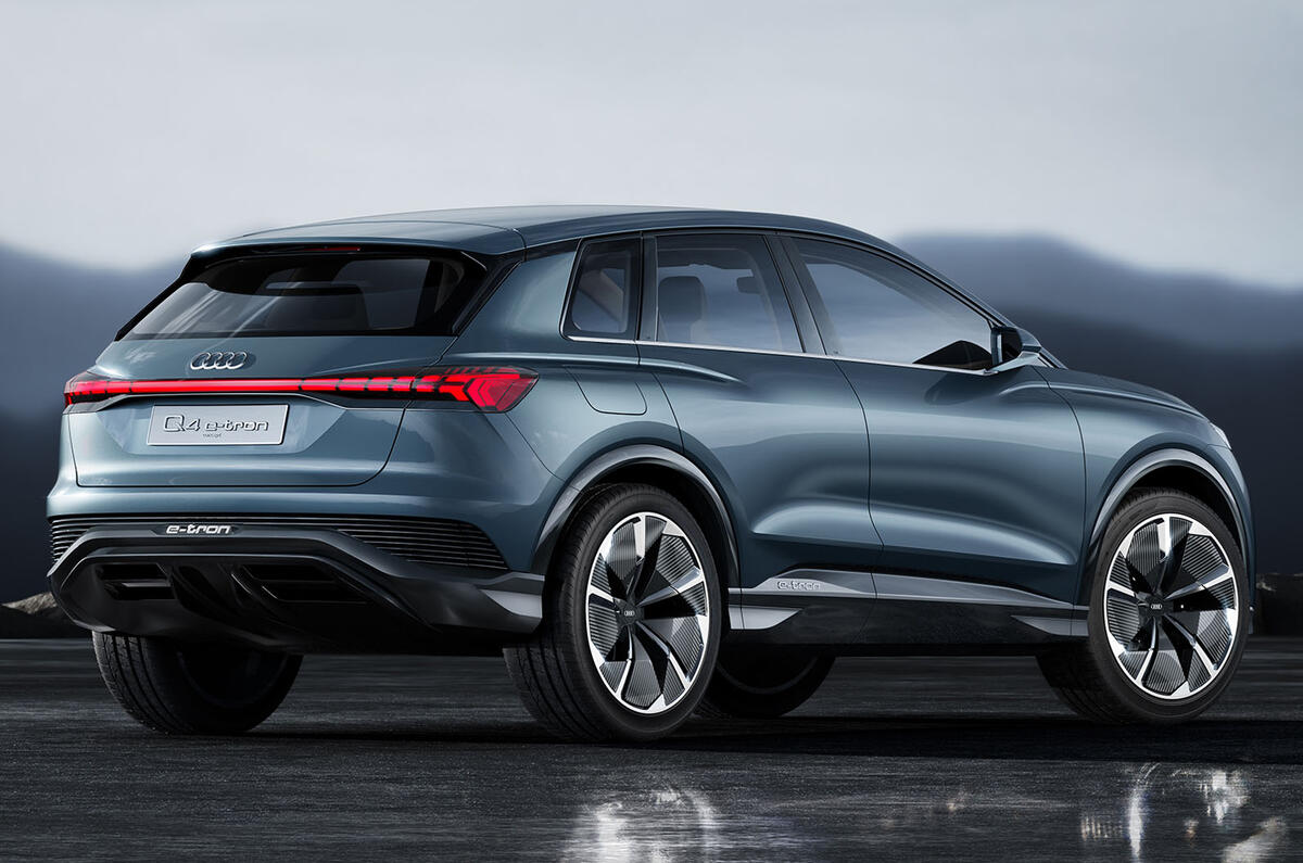 Audi Q4 E-tron electric SUV Geneva 2019 official press images - rear