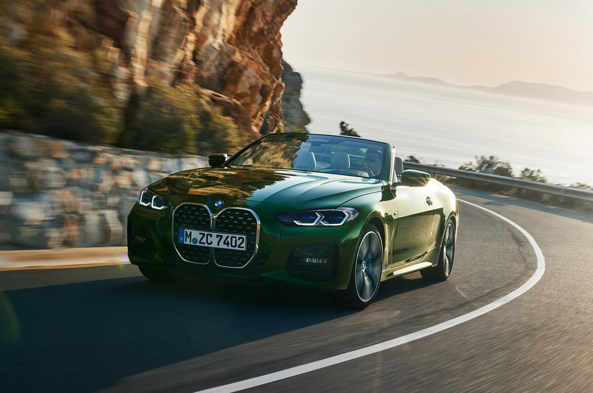 2021 BMW 4 Series Convertible official images - cornering front 2021 BMW 4 Series Convertible official images - cornering front