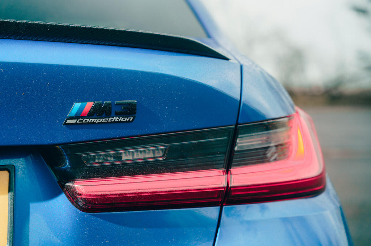 88 BMW M3 vs Audi RS3 saloon 2021 M3 rear lights