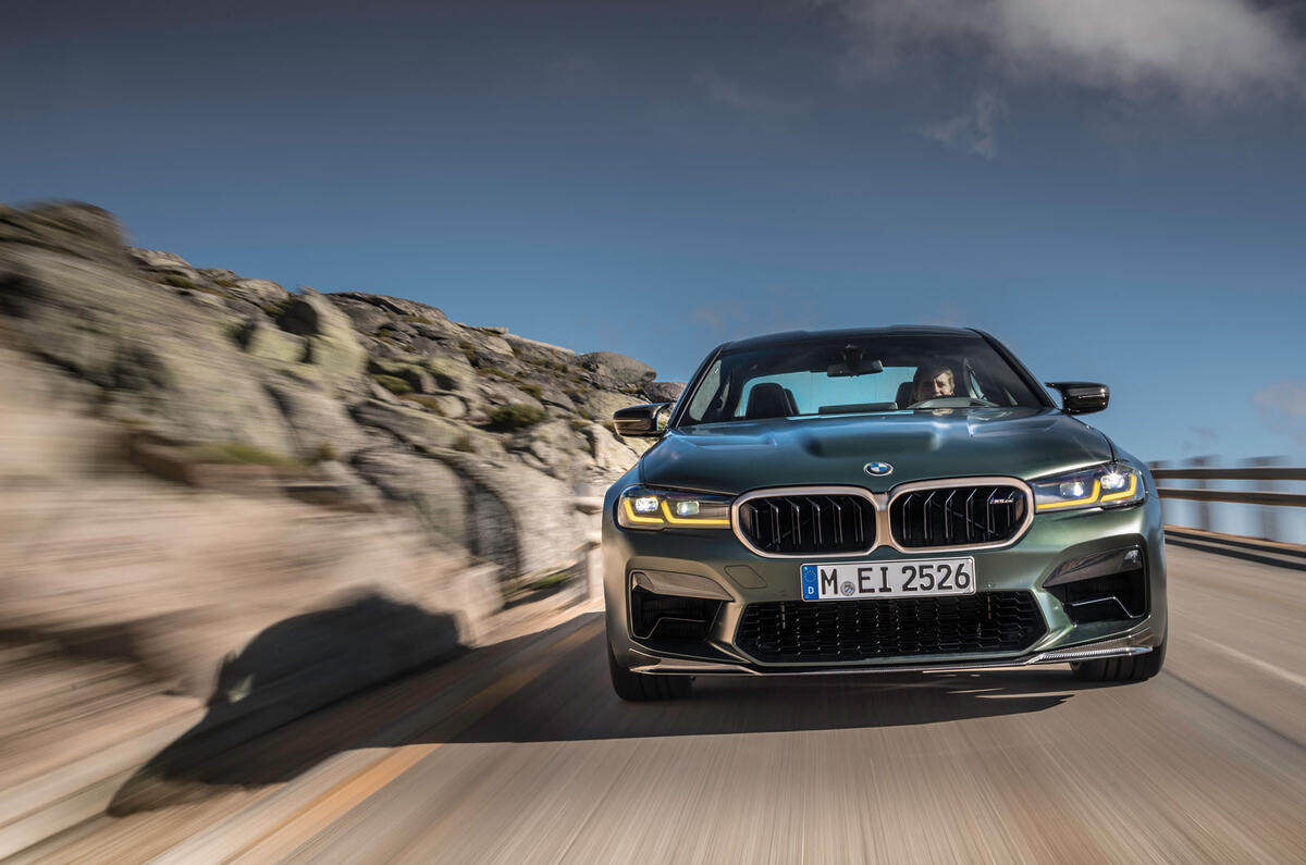 88 BMW M5 CS 2021 official reveal on road nose