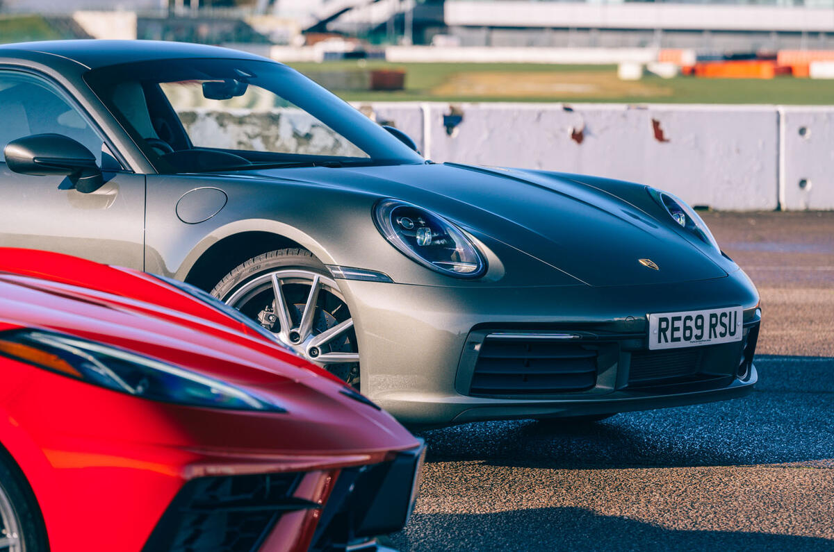 Corvette C8 vs Porsche 911 UK - Porsche nose Corvette C8 vs Porsche 911 UK - Porsche nose