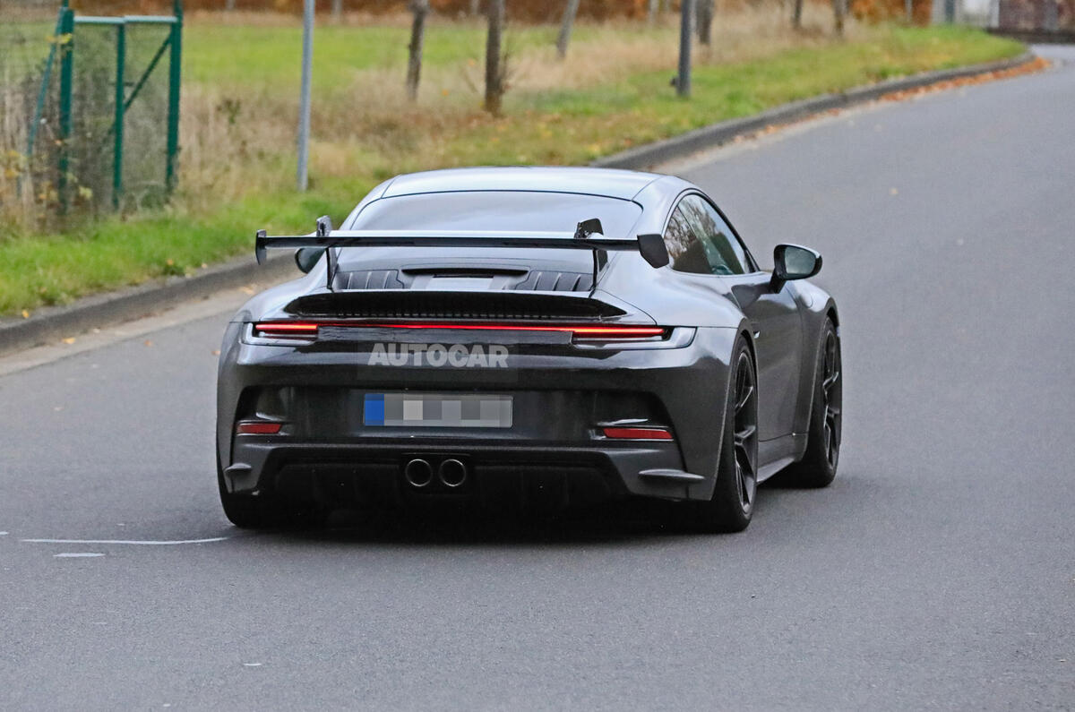 Porsche 911 GT3 prototype at Nurburgring - rear Porsche 911 GT3 prototype at Nurburgring - rear