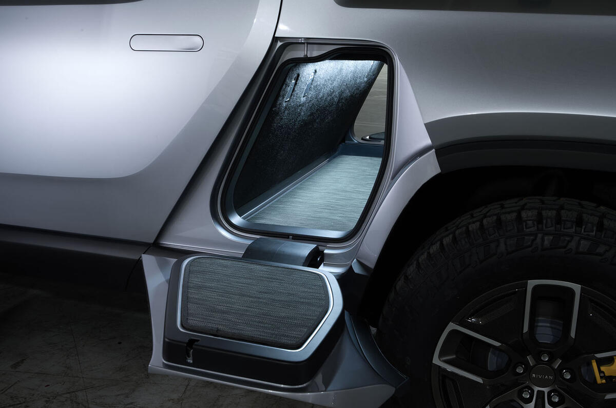 Rivian R1T electric pick-up reveal - side storage