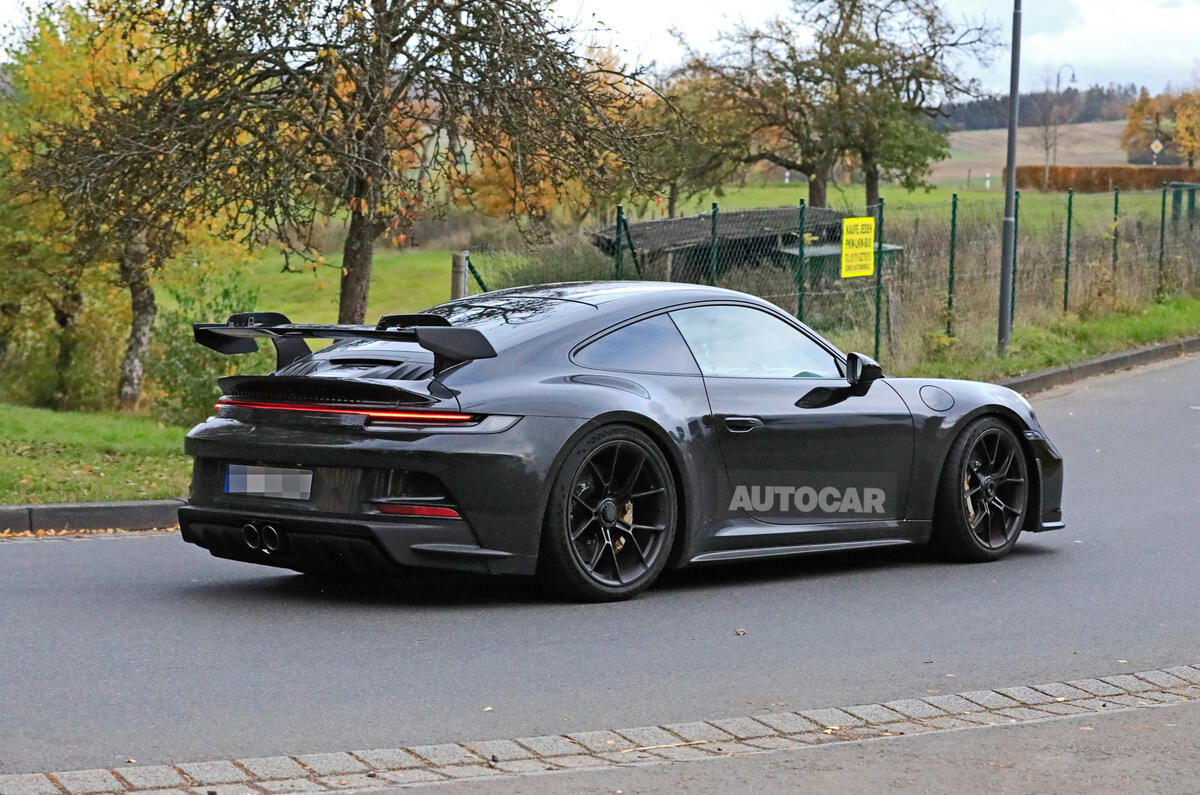 Porsche 911 GT3 prototype at Nurburgring - side rear Porsche 911 GT3 prototype at Nurburgring - side rear