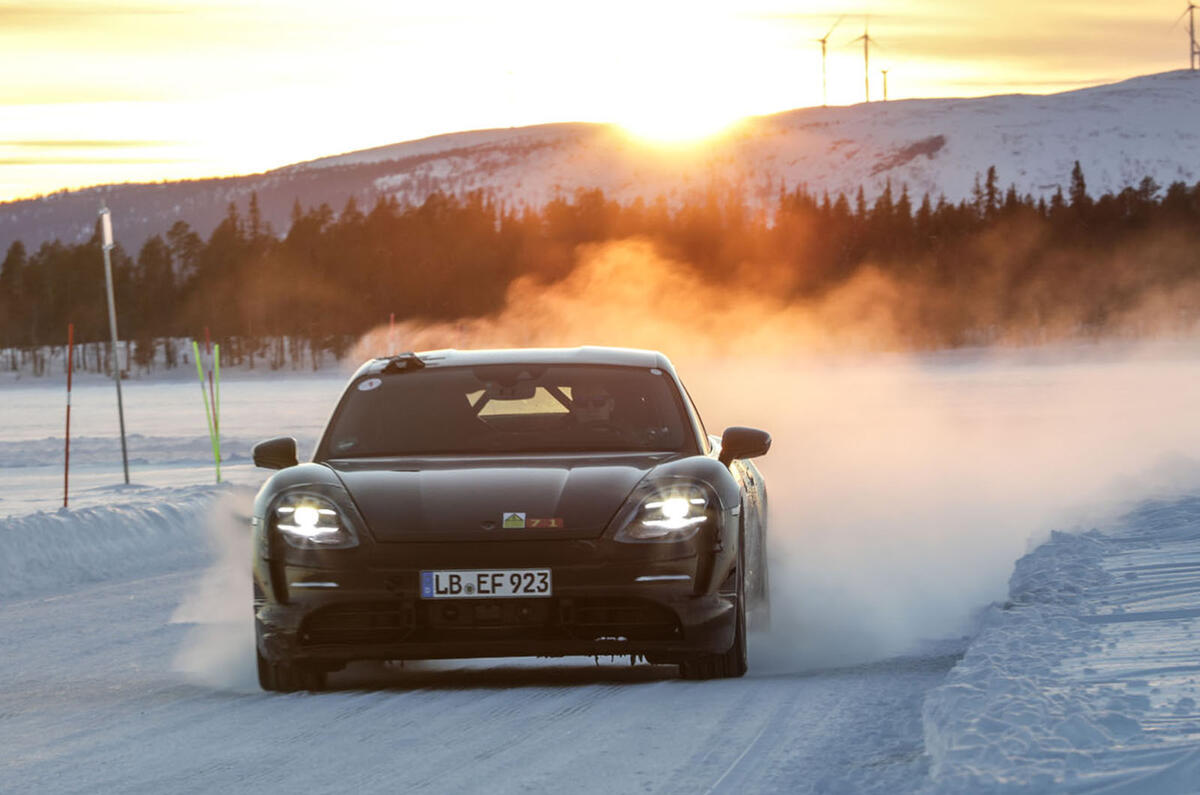 Porsche Taycan prototype ride 2019 - sunset front