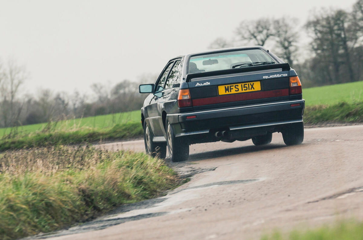 90 Audi quattro meets e tron gt cornering quattro rear 90 Audi quattro meets e tron gt cornering quattro rear