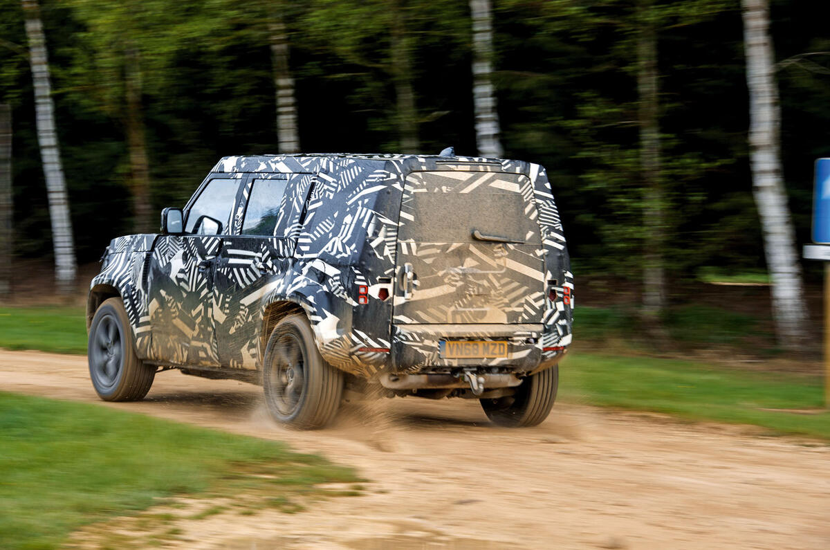 2020 Land Rover Defender prototype ride - on the road rear