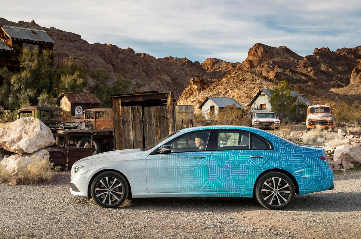 Mercedes-Benz E-Class 2020 prototype ride - static side Mercedes-Benz E-Class 2020 prototype ride - static side