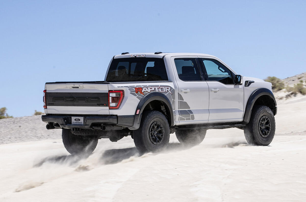 91 2023 F 150 Raptor R exterior Avalanche Gray rear angle