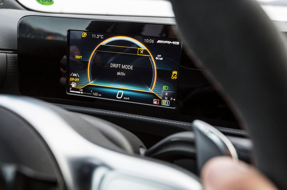 Mercedes-AMG A45 2019 prototype ride - instruments drift mode