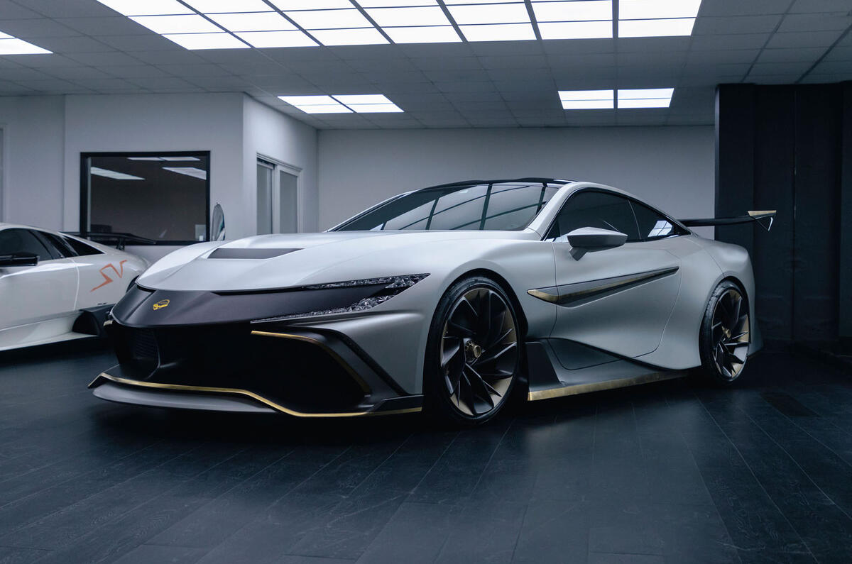 Naran Automotive hypercar official reveal - in garage with Lamborghini