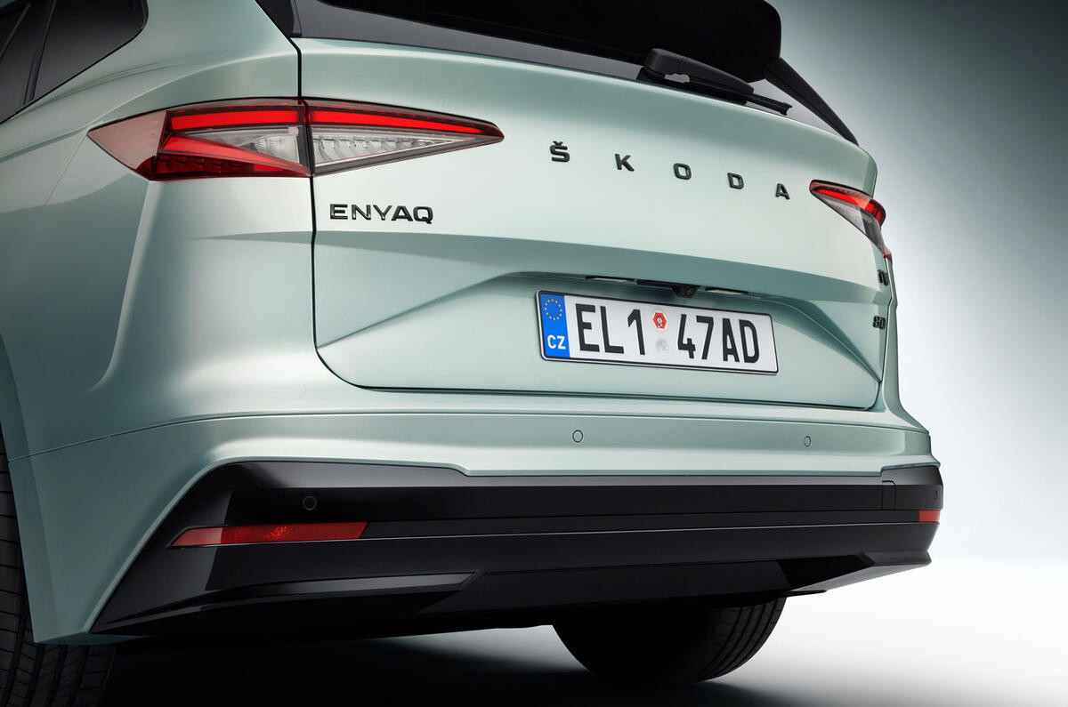 Skoda Enyaq official reveal images - studio rear end Skoda Enyaq official reveal images - studio rear end
