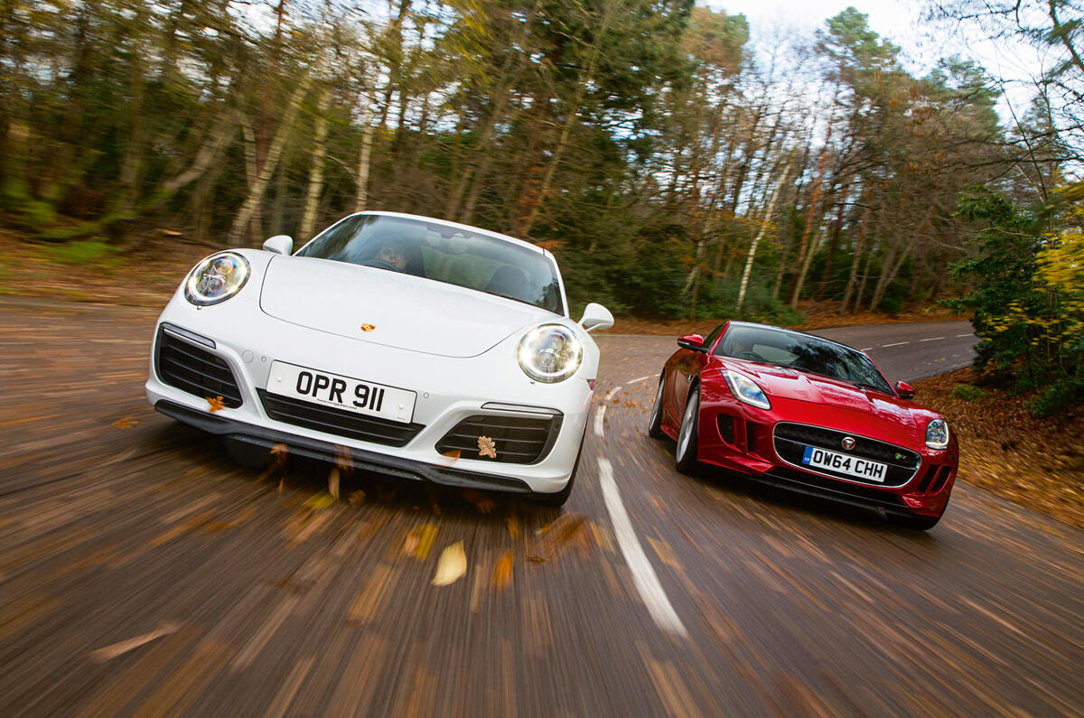 Porsche 911 Carrera S and Jaguar F-Type R