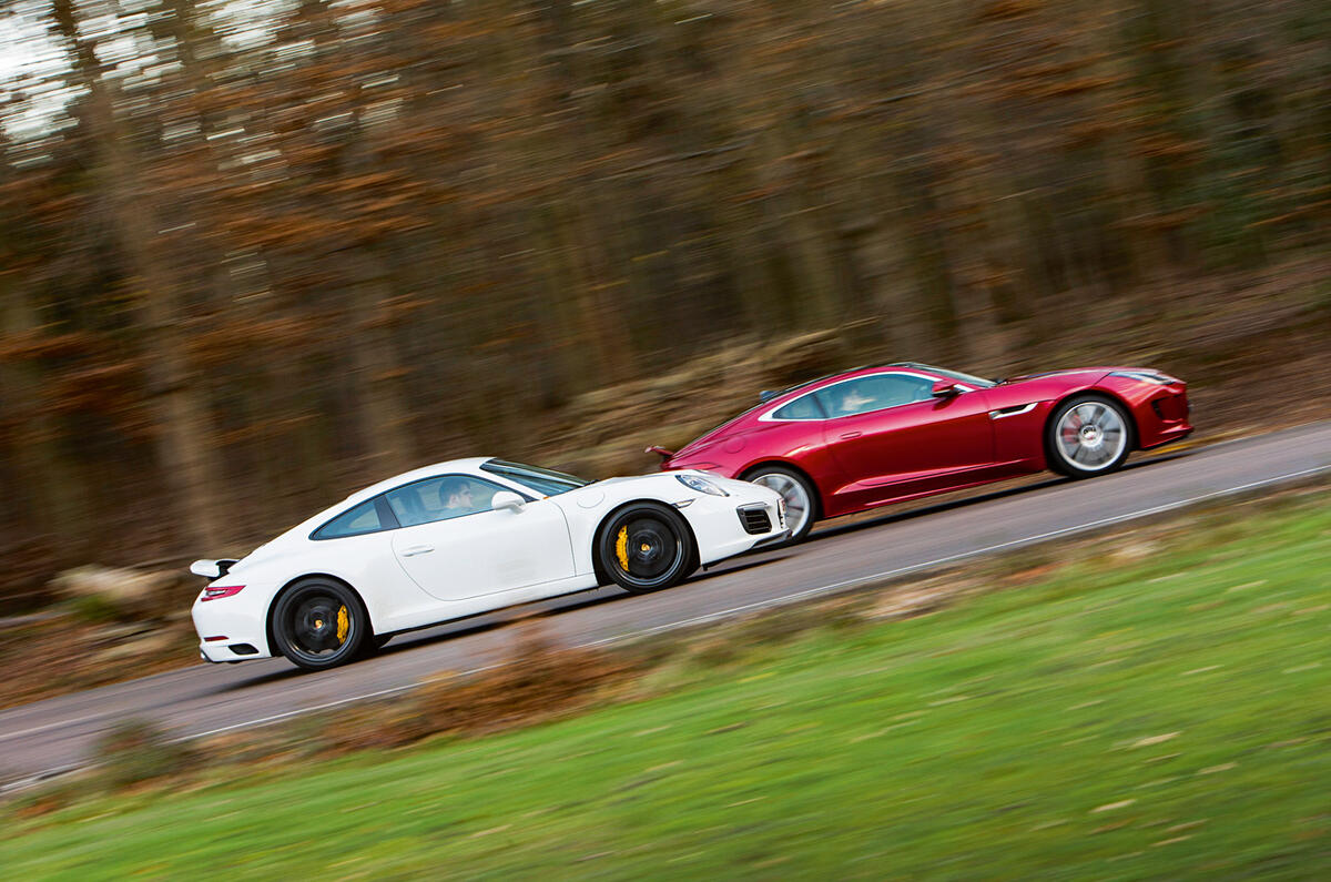 Porsche 911 Carrera S and Jaguar F-Type R