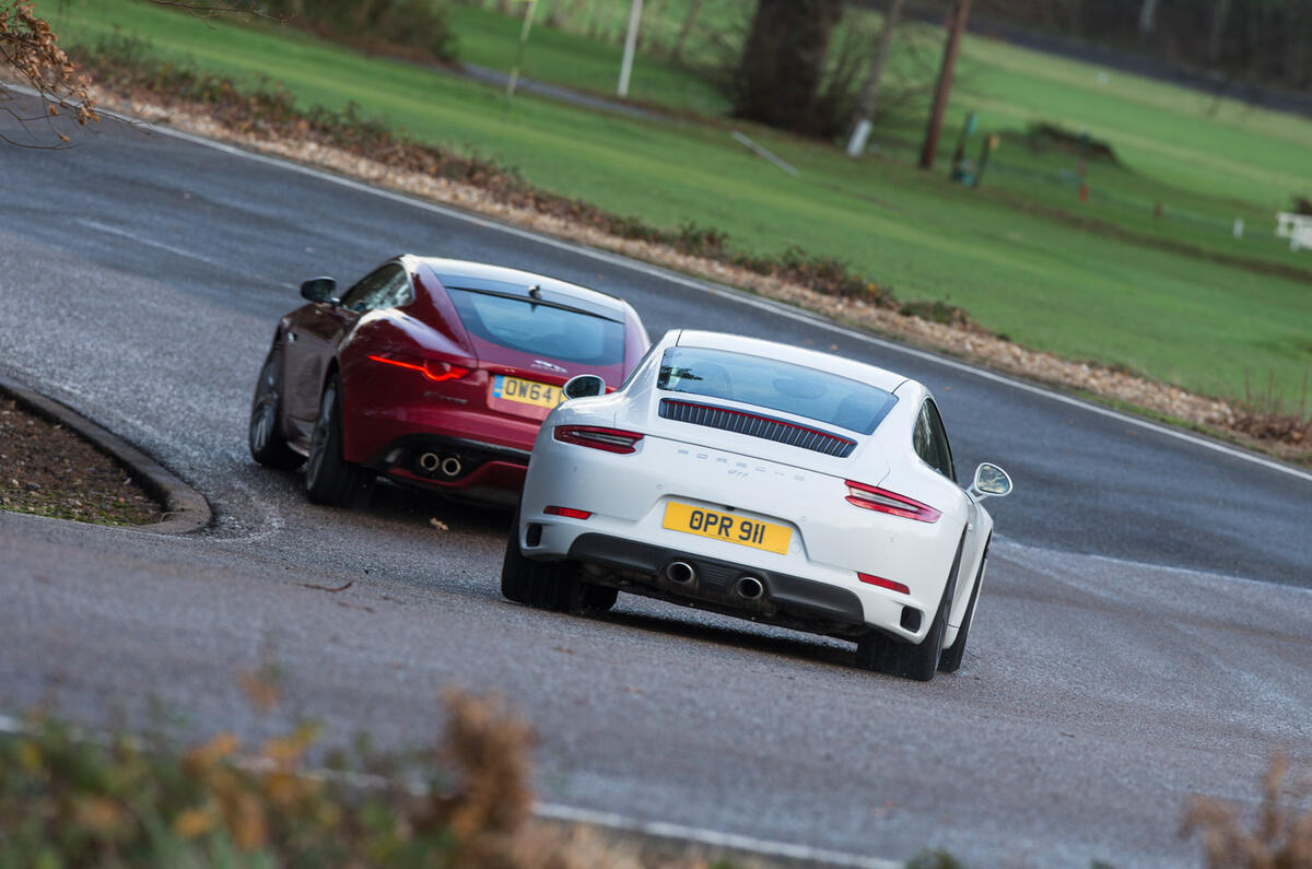 Porsche 911 Carrera S and Jaguar F-Type R