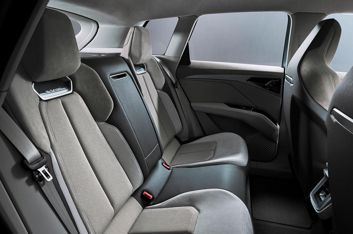 Audi Q4 E-tron electric SUV Geneva 2019 official press images - rear seats